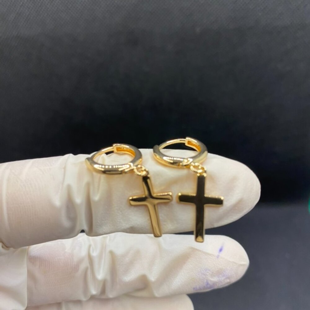 14K Gold Cross Earrings